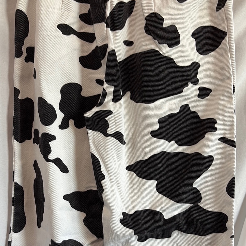 SHEIN Monochrome Cow Pattern Wide Leg Pants XS138 - Picture 7 of 10